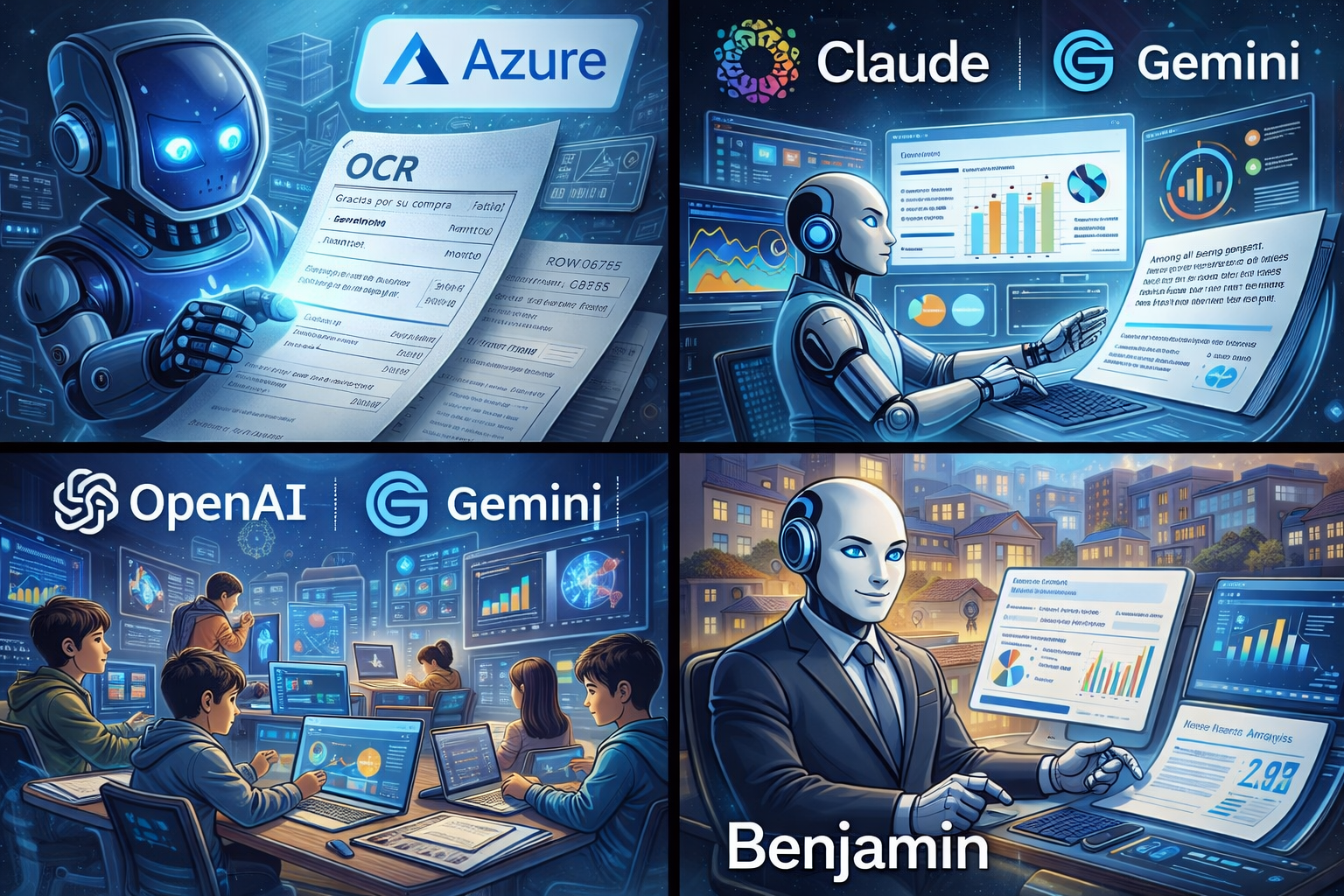 Stack tecnológico: Azure, OpenAI, Claude, Gemini